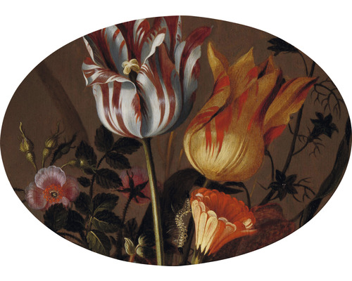 Tablou canvas oval Natură statică cu flori 70x50 cm