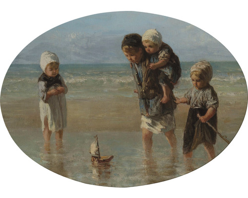 Tablou canvas oval Children of the Sea Jozef Israëls 70x50 cm