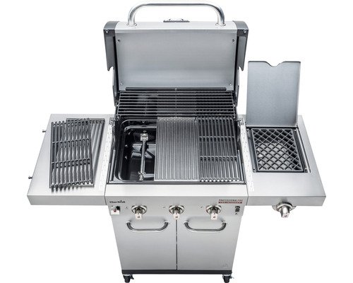 Grătar pe gaz deschis, cu grătar și rafturi laterale