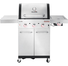 Grătar pe gaz Char Broil cu trei arzătoare, mese laterale și dulap inferior
