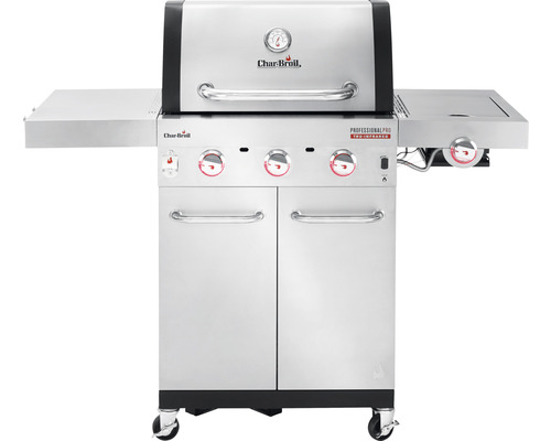 Grătar pe gaz Char Broil cu trei arzătoare, mese laterale și dulap inferior