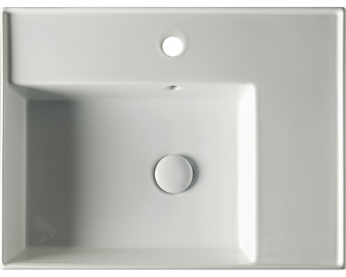 Vedere de sus a unei chiuvete dreptunghiulare din ceramică cu preaplin