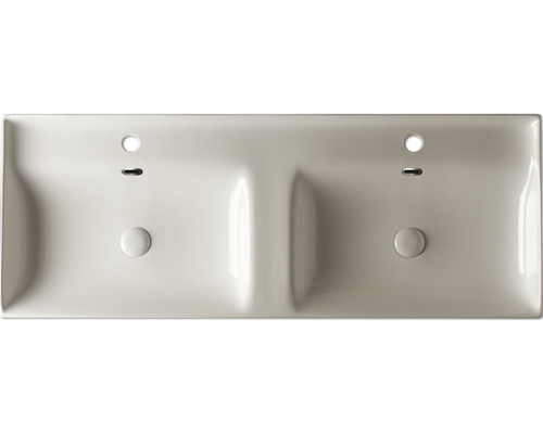 Lavoar dublu din ceramică cu două orificii pentru robinete și preaplinuri