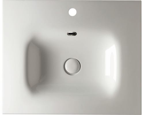 Chiuvetă din ceramică cu preaplin, orificiu pentru robinet și scurgere