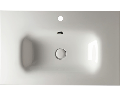 Chiuvetă ceramică cu orificiu pentru robinet, preaplin și scurgere