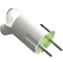 Ștecher alb cu contact de protecție pentru instalații electrice
