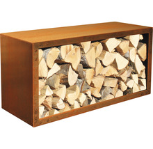 Raft metalic pentru lemne de foc umplut cu bușteni