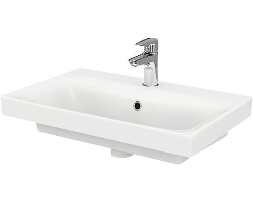 Chiuvetă ceramică albă cu robinet cromat