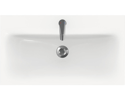 Vedere de sus a unei chiuvete cu robinet și scurgere