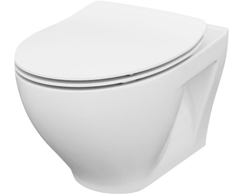 Toaletă suspendată ceramică cu spălare profundă și scaun de toaletă