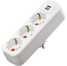 Extensie cu trei prize și două porturi USB