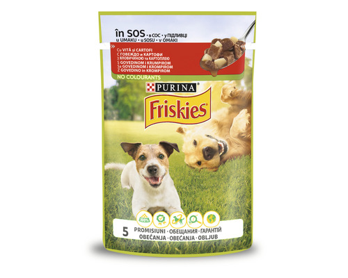 Hrană umedă pentru câini PURINA Friskies Adult cu vită și cartofi în sos 100 g