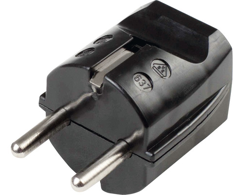 Ștecher cu contact de protecție CP Starke 16A negru, cu ieșire dreaptă cablu Ștecher unghiular cu contact de protecție pentru racord electric