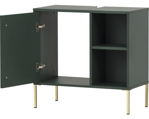 Dulap de bază pentru lavoar cu ușă deschisă și rafturi