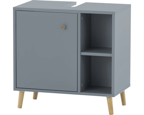 Dulap chiuvetă gri cu ușă, mâner și raft deschis