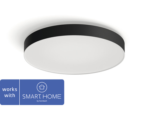 Plafonieră cu LED integrat Phillips Hue 48W 6100 lumeni, lumină RGBW, negru Plafonieră LED rotundă cu logo-ul Smart Home by Hornbach