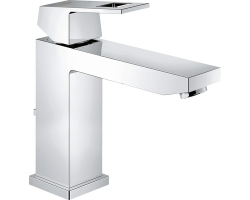 Baterie lavoar monocomandă GROHE Eurocube mărime M cartus ceramic 28 mm cu GROHE SilkMove set evacuare cu tijă crom