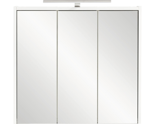 Dulap baie cu oglindă Flag cu iluminare, 3 uși 1 priză, PAL, 65x60 cm, alb