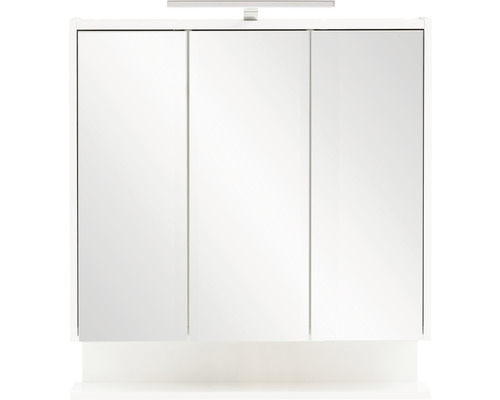 Dulap cu oglindă cu trei uși și iluminare pentru baie