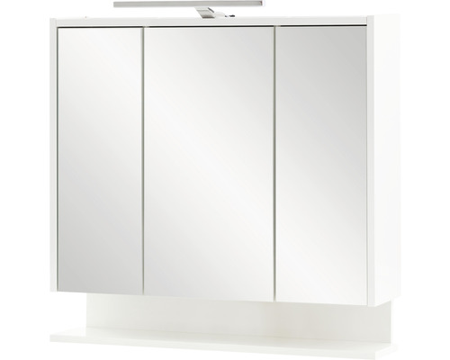 Dulap baie cu oglindă Flag cu iluminare, 3 uși 1 priză, PAL, 74,5x71,4 cm, alb