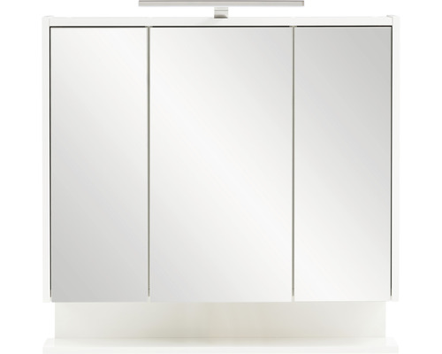Dulap cu oglindă alb cu trei uși și iluminare