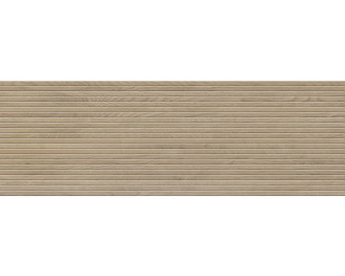 Faianță riflaj Dassel Walnut rectificată 40x120 cm Placă ceramică aspect lemn cu structură canelată orizontală