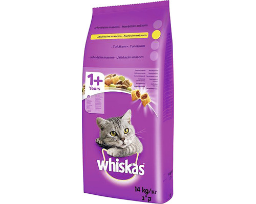 Hrană pentru pisici Whiskas cu carne de pasăre pentru pisici de la un an, ambalaj de 14 kilograme