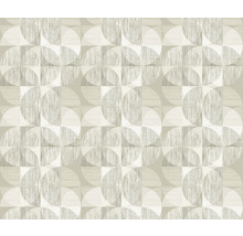 Tapet cu model geometric circular în bej și alb