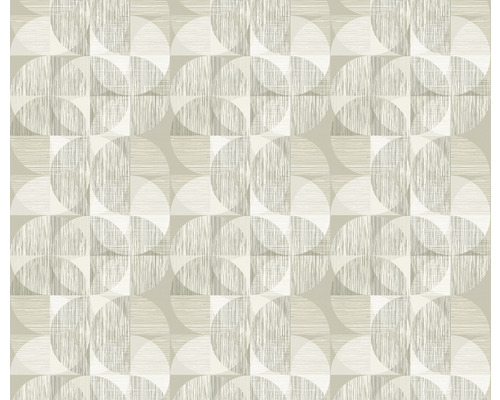 Tapet cu model geometric circular în bej și alb