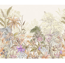 Ilustrație cu plante și flori tropicale ca decorațiune de perete