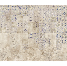 Perete decorativ cu model de gresie și elemente florale