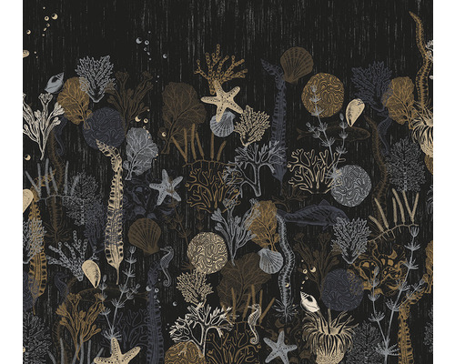 Tapet cu motive marine, precum stele de mare, corali și scoici