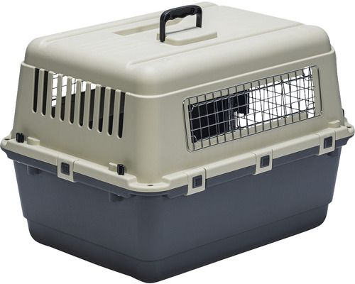 Cușcă transport animale de companie din plastic cu ușă tip grilaj