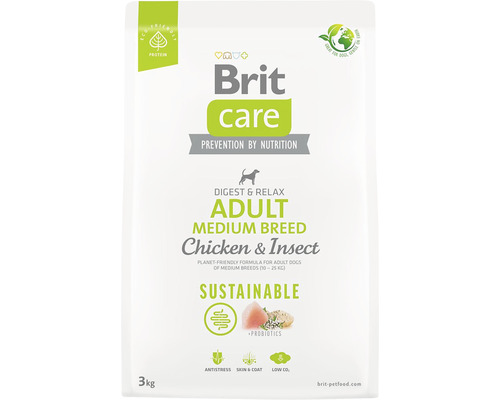 Brit Care Adult Medium Breed hrană uscată pentru câini cu pui și insecte, pachet de 3 kg