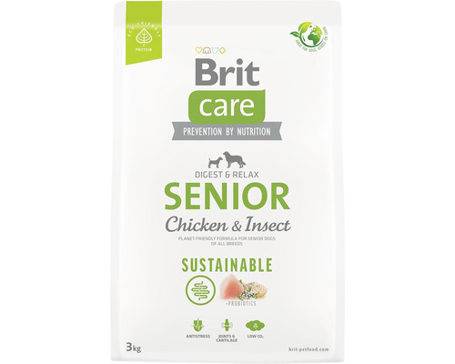 Brit Care Senior hrană uscată pentru câini cu pui și insecte, 3 kg