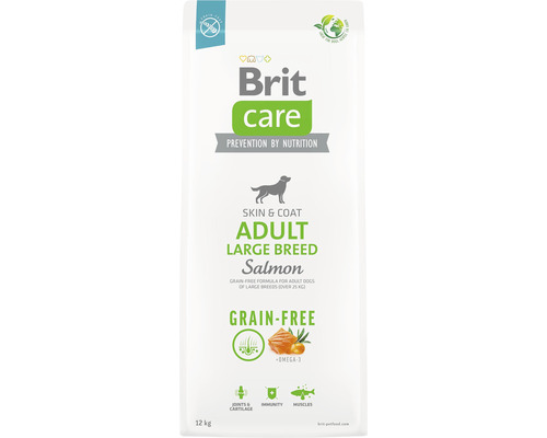 Brit Care Adult Large Breed hrană pentru câini cu somon, 12 kg, fără cereale, pentru piele și blană