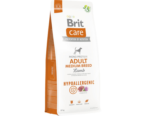 Hrană uscată pentru câini Brit Care Hypoallergenic Adult Talie Medie cu miel şi orez 12 kg