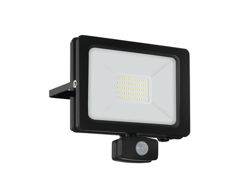 Proiector cu LED integrat Eglo Faedo 102W 11.100 lumeni IP44, senzor de mișcare, lumină rece, negru
