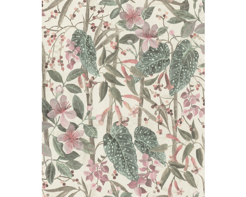Tapet vlies 538212 Curiosity model floral alb 10,05x0,53 m Tapet cu model floral cu bambus, frunze și flori
