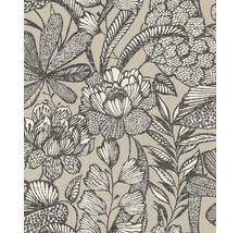 Tapet vlies 555332 Lirico model floral bej/negru 10,05x0,53 m