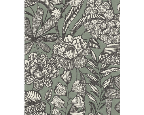 Tapet vlies 555356 Lirico model floral verde/negru 10,05x0,53 m Tapetă cu model floral