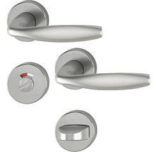 Set mânere ușă cu buton rotativ și indicator liber/ocupat pentru băi și toalete