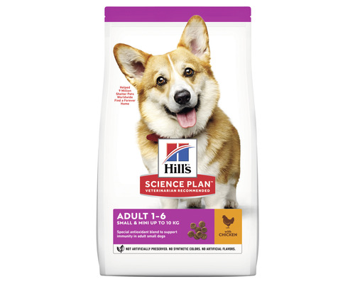 Hrană uscată pentru câini Hill's Adult Small & Mini cu pui 3 kg Hrană pentru câini Hill''s Science Plan pentru câini adulți de talie mică, de până la zece kilograme, cu pui