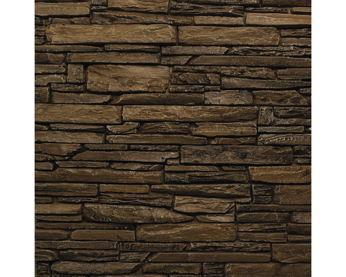 Piatră decorativă Bran 03, 12x46 cm, maro Placare de perete din piatră cu pietre decorative dispuse orizontal.