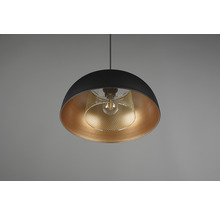 Lampa suspendată cu abajur negru și interior auriu, inclusiv sursă de lumină.