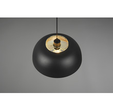 Lustr negru cu abajur rotund și inserție metalică