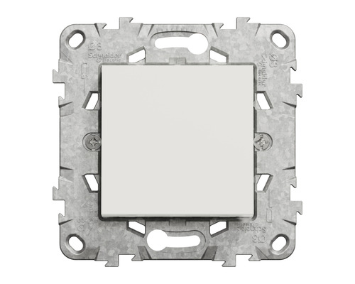 Buton cu revenire Schneider Unica, montaj încastrat, alb Schneider Electric Logo Basculă simplă cu ramă