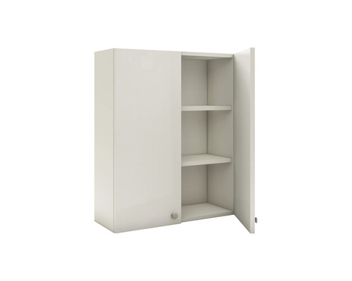 Dulap de perete cu o ușă deschisă și trei rafturi