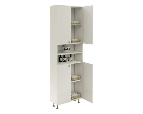 Dulap înalt cu compartimente deschise și uși pentru baie