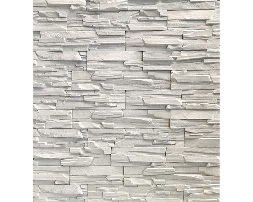 Piatră decorativă Ice 01, multiformat, gri Placare de perete alb cu aspect de piatră